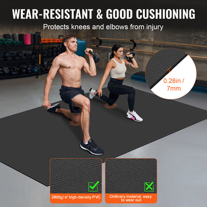 Fitnessmat – Yogamat – Trainingsmat – Pilatesmat – Gymmat – Groot Formaat 305x183 cm – Antislip PVC Dicht 7 mm Dikte
