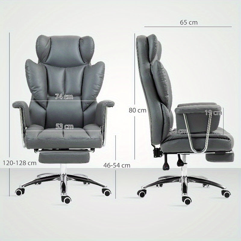Bureaustoel – Office Chair – Kantoorstoel – Draaistoel – Werkstoel – Ergonomisch Design – Verstelbare Rugleuning & Voetsteun – Donkergrijs
