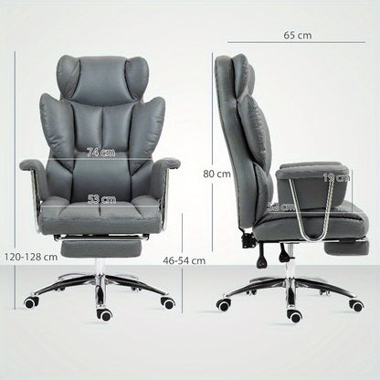Bureaustoel – Office Chair – Kantoorstoel – Draaistoel – Werkstoel – Ergonomisch Design – Verstelbare Rugleuning & Voetsteun – Donkergrijs