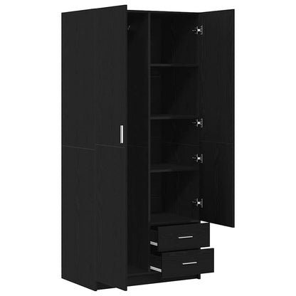 Kledingkast – Garderobekast – Opbergkast – Kleerkast – Dichte Kast – Zwarte Eikenlook – Compact 80x52x180 cm – Mat Composiethout