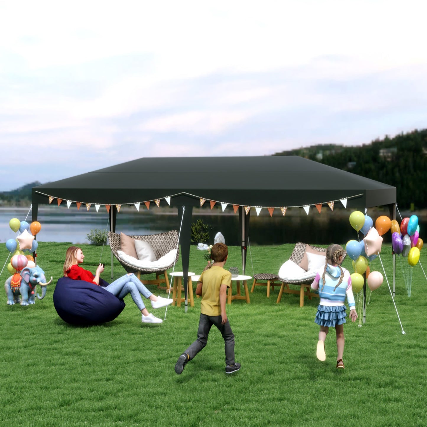 Partytent – Tuinpaviljoen – Feesttent – Paviljoen – Tent – Opvouwbaar – Waterdicht – 6x6 Meter – Gepoedercoat Stalen Frame