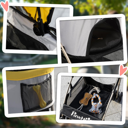 Hondenwagen – Hondenbuggy – Huisdierenwagen – Wandelwagen – Draagtas – 2-in-1 Opvouwbaar – Gevoerd Zitkussen & Remmen
