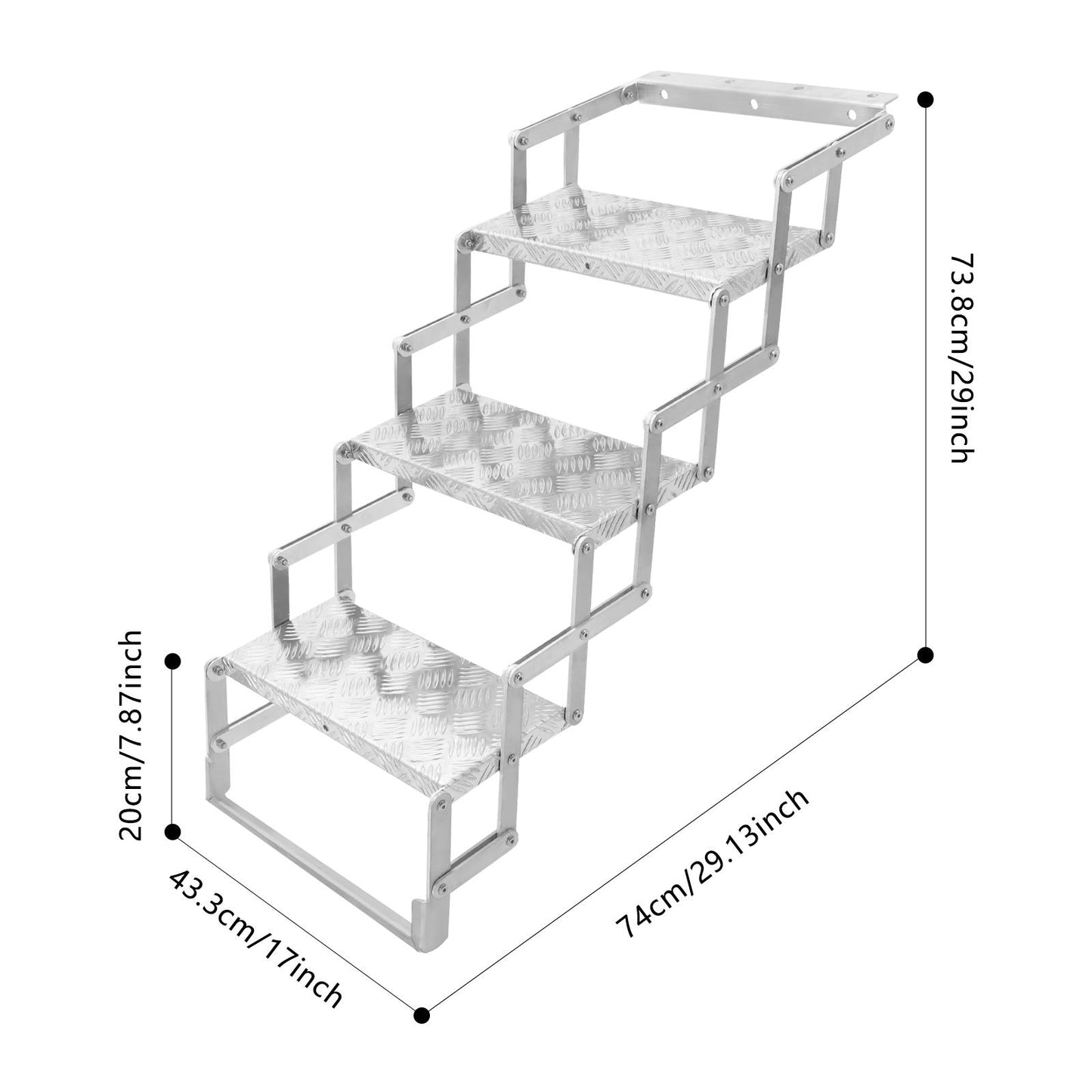 Aluminum Alloy Scissor Stairs, Foldable Step Ladder, 3 Steps Ladder for RV/Camper