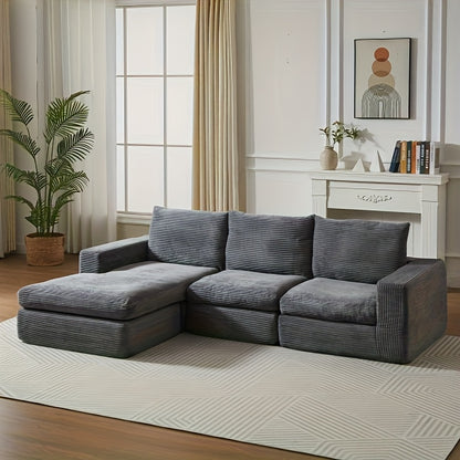 Loungebank – Hoekbank – Zitzakbank – Bankstel – Modulair Sofa – Diep Grijs – Verstelbare Rugleuning – Duurzaam Bamboe Frame