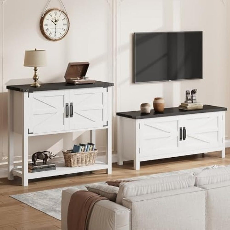 Kasttafel – Opbergkast – Sidetable – Bijzettafel – Dressoir – Wit – Dubbele Deuren – Duurzaam Hout – Compact Design