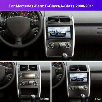 for Mercedes-Benz B-Class/A-Class 2008-2011 Android 15 Car Stereo with 9” HD Touchscreen, Wireless CarPlay & Android Auto, GPS, Canbus, Rear View Camera, Wireless, FM Radio, Dual, Steering Wheel Control (Frame Included) - C