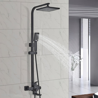 Regendouche – Doucheset – Douchekop – Douche – Regendoucheset – Mat Zwart – Vierkante 20,3 cm Hoofddouche – Messing Verstelbare Houder