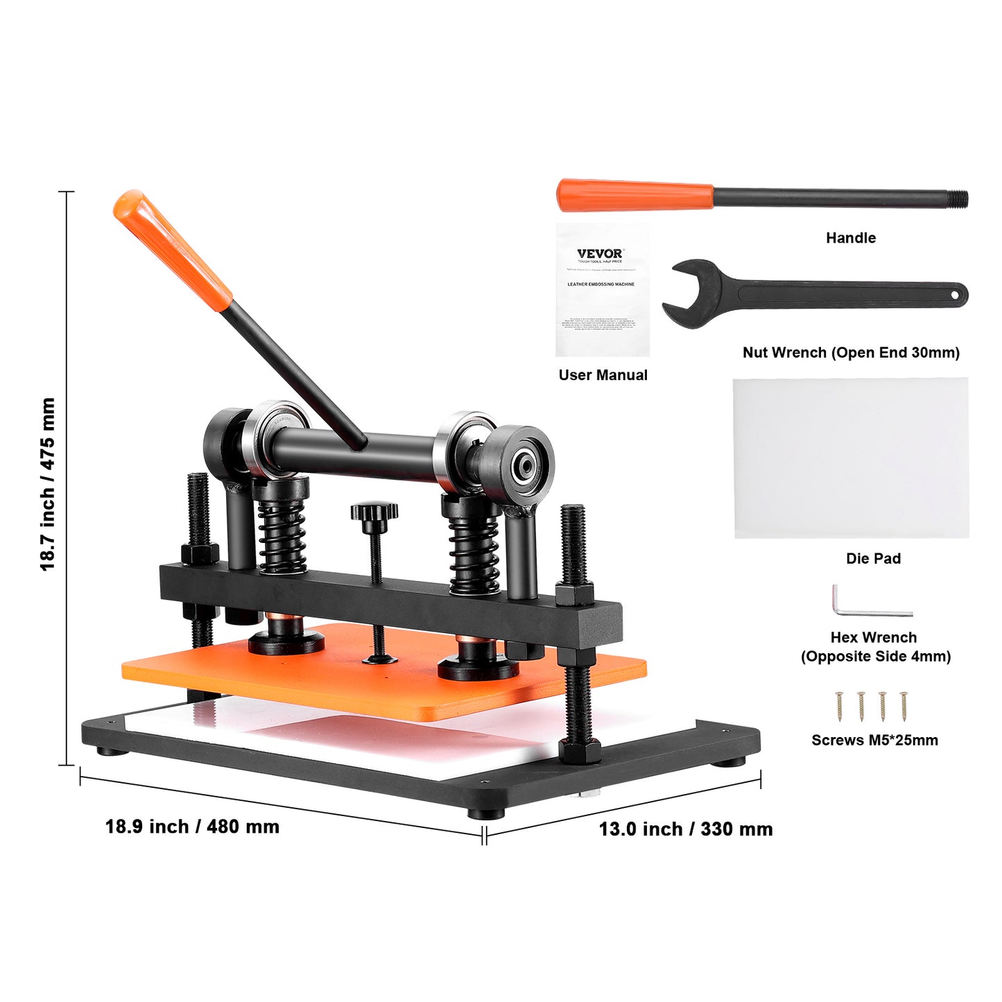 Leer snijmachine – Leidersnijder – Embossingmachine – Ponsmachine – Snijpers – Handmatige bediening – 36 x 25,9 cm werkoppervlakte – 1,5 ton draagvermogen