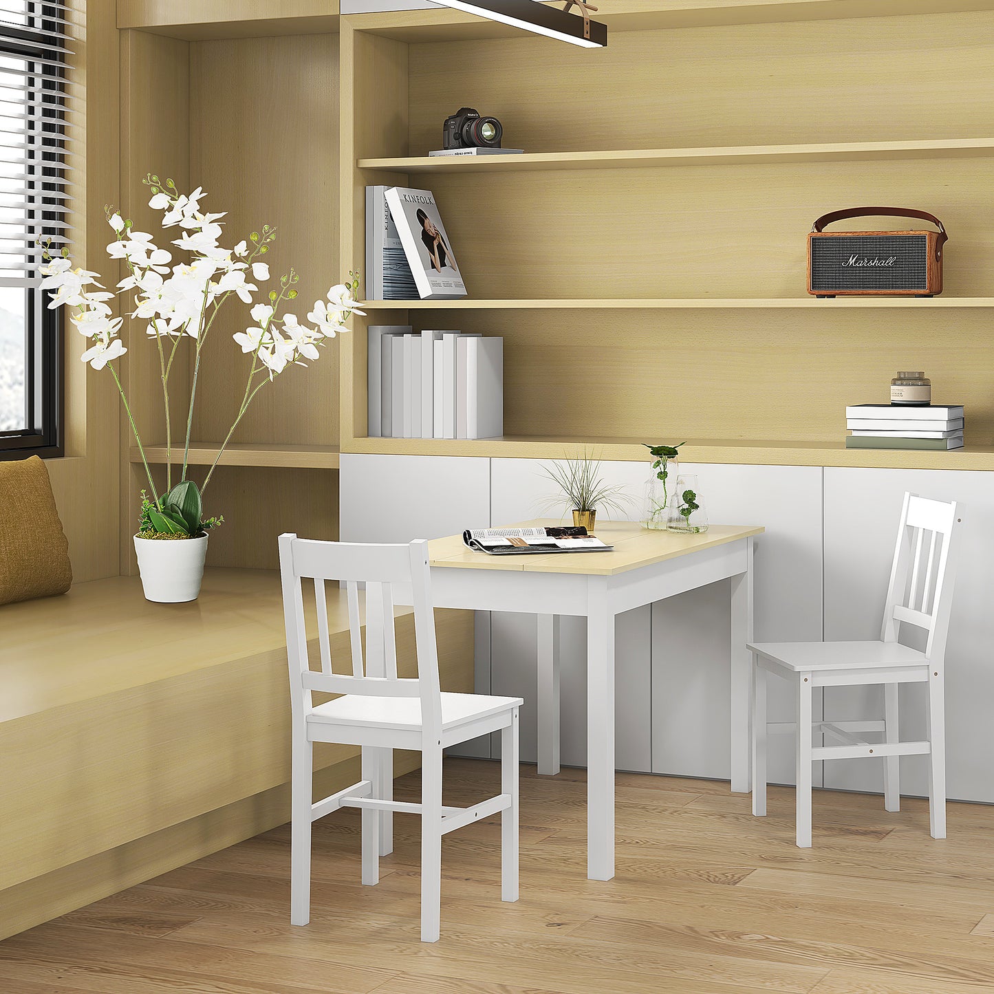 Eetkamerstoel – Küchenstuhl – Stoel – Houten Stoel – Wit – Massief Hout – Comfortabele Leuning