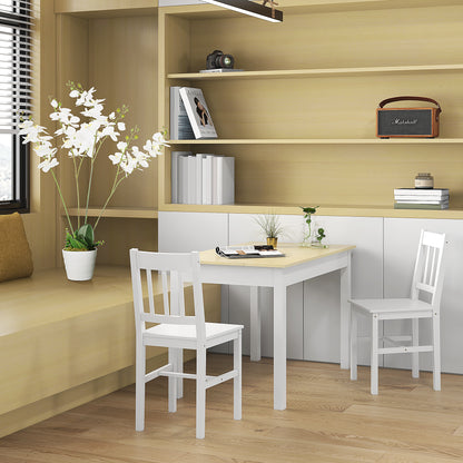 Eetkamerstoel – Küchenstuhl – Stoel – Houten Stoel – Wit – Massief Hout – Comfortabele Leuning