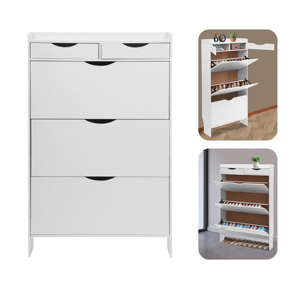 Schoenenkast – Schoenenrek – Schoenenopberger – Opbergkast – Schoenenmeubel – Modern Wit – MDF Materiaal – Flip-Laden Design – Ruimte voor 13+ Paar Schoenen – Muurbevestiging Mogelijk