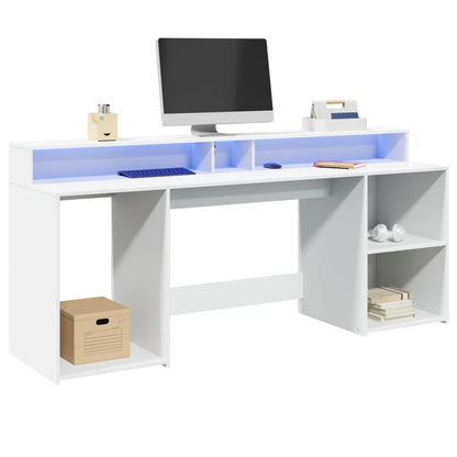 Laptoptablet – Bureau – Schrijftafel – Werkplek – Thuiswerkplek – 200x55x91 cm – Hout – RGB LED Verlichting – Ruime Opbergruimte