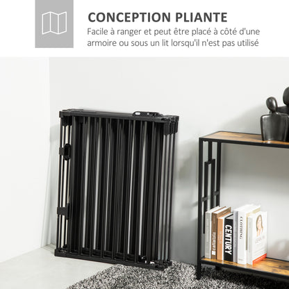 Veiligheidshekje – Huisdierenhek – Speelruimte Barrière – Traphekje – Dierenhek – Zwart Metaal – Modulair 6 Panelen – Inclusief Deur Met Dubbele Vergrendeling