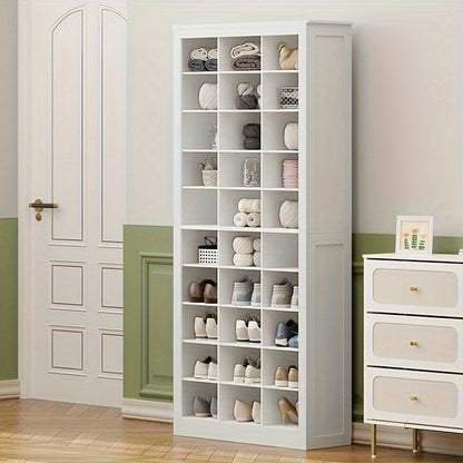 Schoenenkast – Schoenenrek – Schoenensysteem – Schoenopberger – Schoenenkast Wit – Vrijstaand – 30 Vakjes – Verstelbare Planken – Compact – Duurzaam Spaanplaat