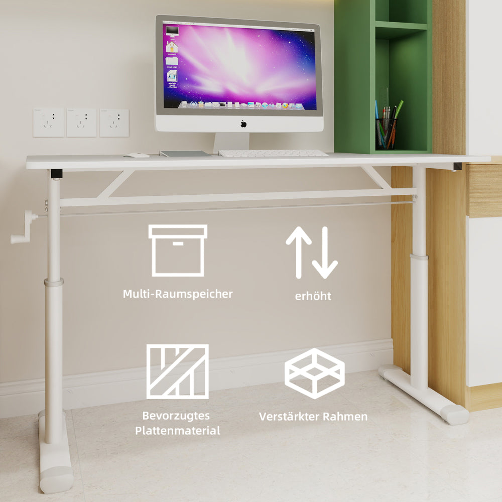Verstelbaar Bureau – Studiebureau – Werkplek Bureau – Thuiswerk Bureau – Compact Bureau – Handmatige Hoogteverstelling – Stevig A-Frame Ontwerp – Houtkleur Variant