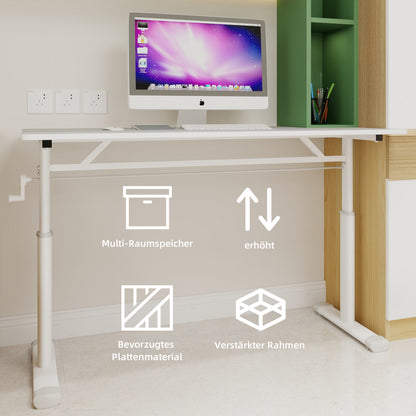 Adjustable Height Study Desk - Heavy-Duty A-Frame Design with Spacious Work Surface, Space-Saving Compact Home Office Desk, Easy Assembly, Manual Height Adjustment (No Electricity), Sturdy Floor-Standing Construction, & Multi