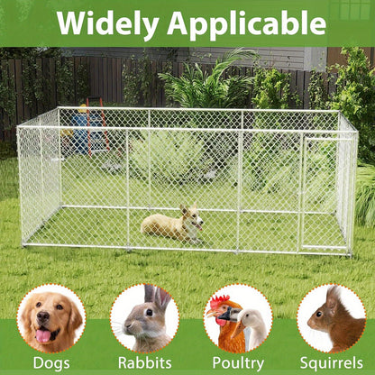 Buitenren Grote Hond – Hondenren – Hondenhok – Buitenkennel – Hondenbench – 400x200x150 cm – Verzinkt Staal – Afsluitbare Deur
