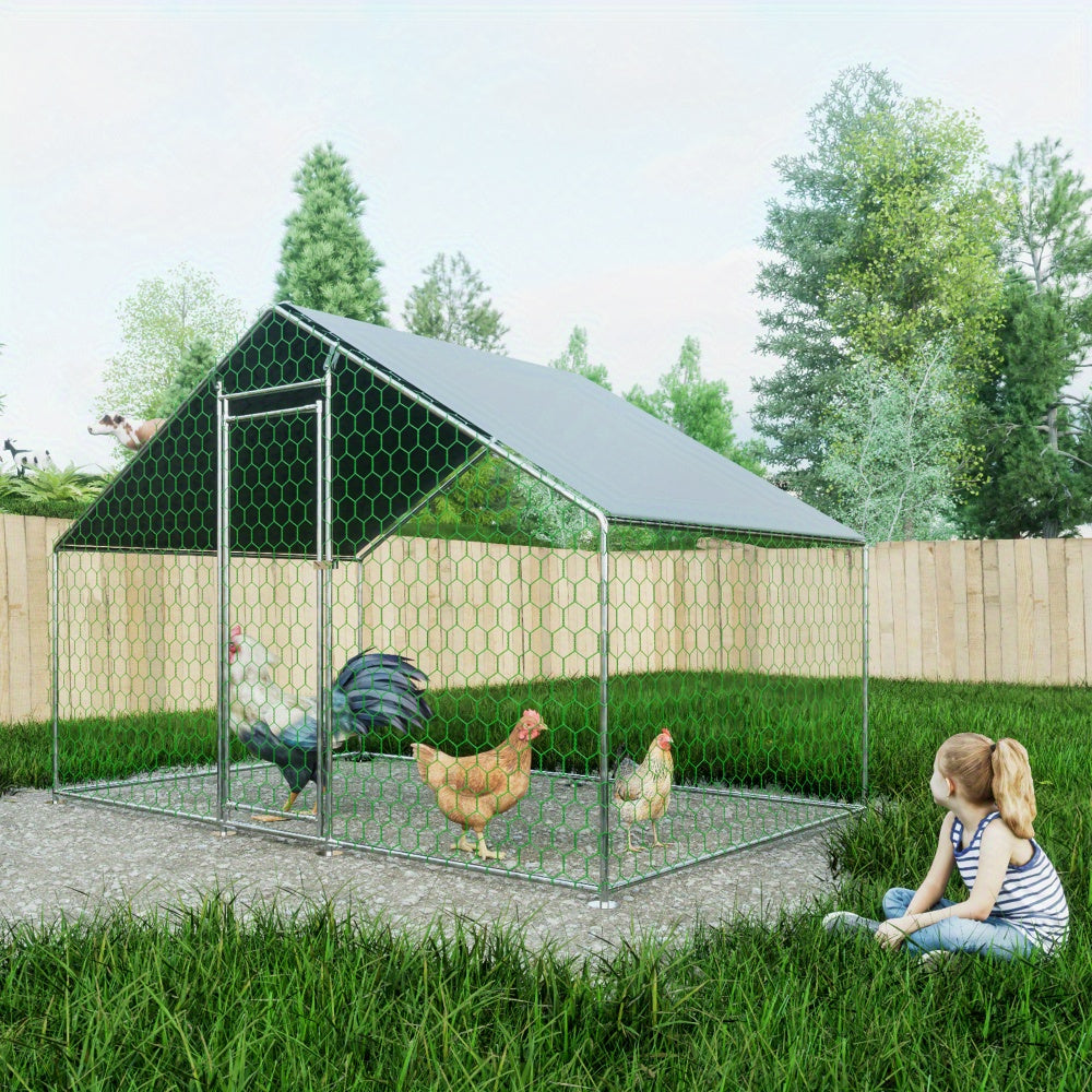 Buitenren – Kippenren – Konijnenren – Dierenren – Hekwerk Buiten – Robuust Metalen Frame – Veiligheidsluiting Met PE-Doek 3x2x2m