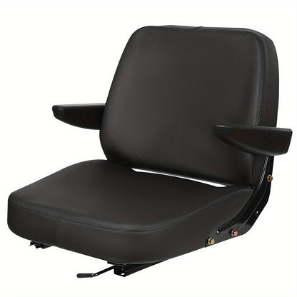 Adjustable Heavy-Duty Tractor Seat with Ergonomic Backrest & Armrests - PU Cushioned Comfort, Metal Frame, 5.99cm Forward/Backward Adjustment, Easy Assembly for Forklifts, Bulldozers, Construction Equipment - All-Terrain Use,