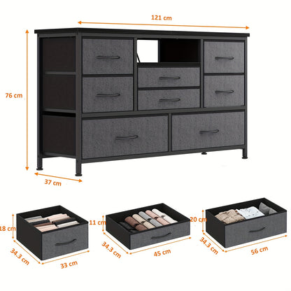 Ladekast – Ladenkast – Kommode – Opbergkast – Dressoir – 8 Lades – Robuust Metalen Frame – Matzwart Zonder Montage