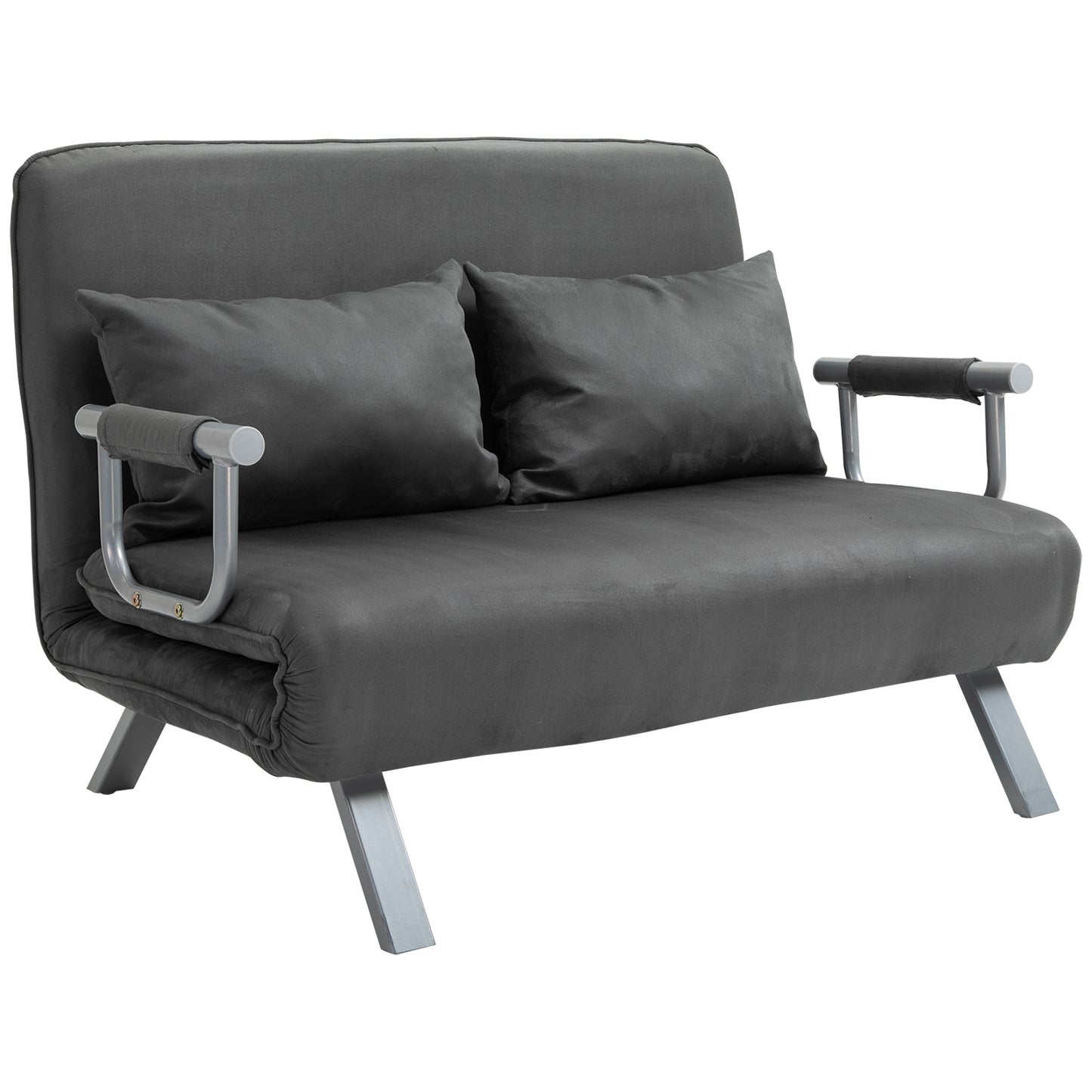 Slaapbank – Bedbank – Slaapstoel – Logeerbed – Sofa – Verstelbare Rugleuning – Zachte Velvet Bekleding – Grijs