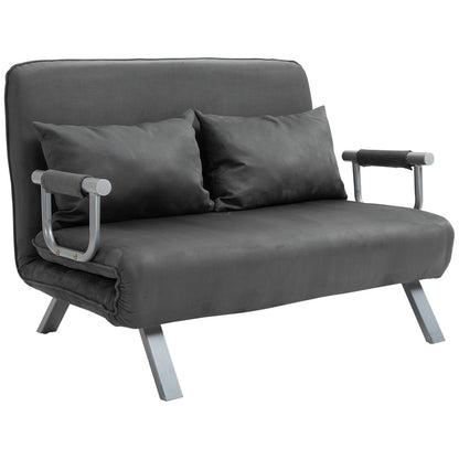 Slaapbank – Bedbank – Slaapstoel – Logeerbed – Sofa – Verstelbare Rugleuning – Zachte Velvet Bekleding – Grijs