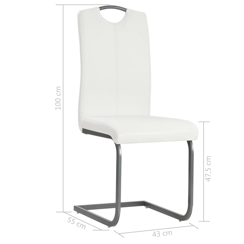 Eetkamerstoel – Stoel – Zitschair – Eettafelstoel – Bijzetstoel – Kunstleer Bekleding – Stevig Stalen Frame – Set Van 4 – Wit