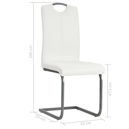 Eetkamerstoel – Stoel – Zitschair – Eettafelstoel – Bijzetstoel – Kunstleer Bekleding – Stevig Stalen Frame – Set Van 4 – Wit