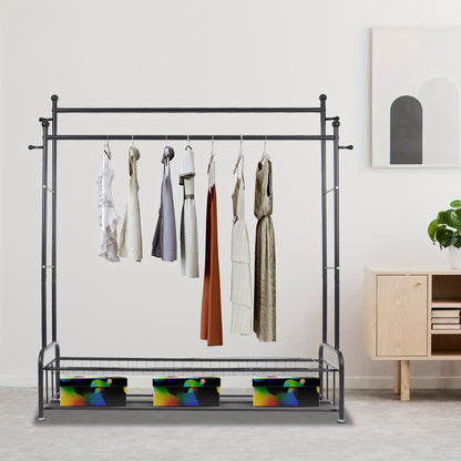 Kledingrek – Kledingstandaard – Garderoberek – Kapstok – Opbergrek – Metaal – Verstelbaar – Met Wieltjes En Remmen – 150x45x170 cm