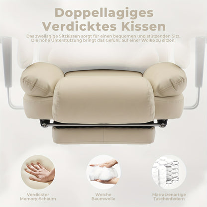 Ergonomische Bureaustoel Beige – Comfortabele Kantoorstoel – Chaise Bureau – Chaise Ergonomique – Executive Stoel – Gepolsterd Met Memory Foam – Draagkracht 200kg