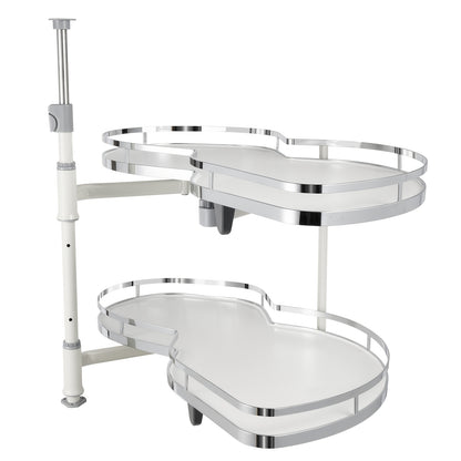 Hoekorganizer Wit – Uittrekbare Kastopberger – Hoekkast Organizer – Keukenlade Organizer – Uitschuifbare Opberger – Dubbel Laags – Verstelbare Hoogte – Chroom Geplateerd Ijzer
