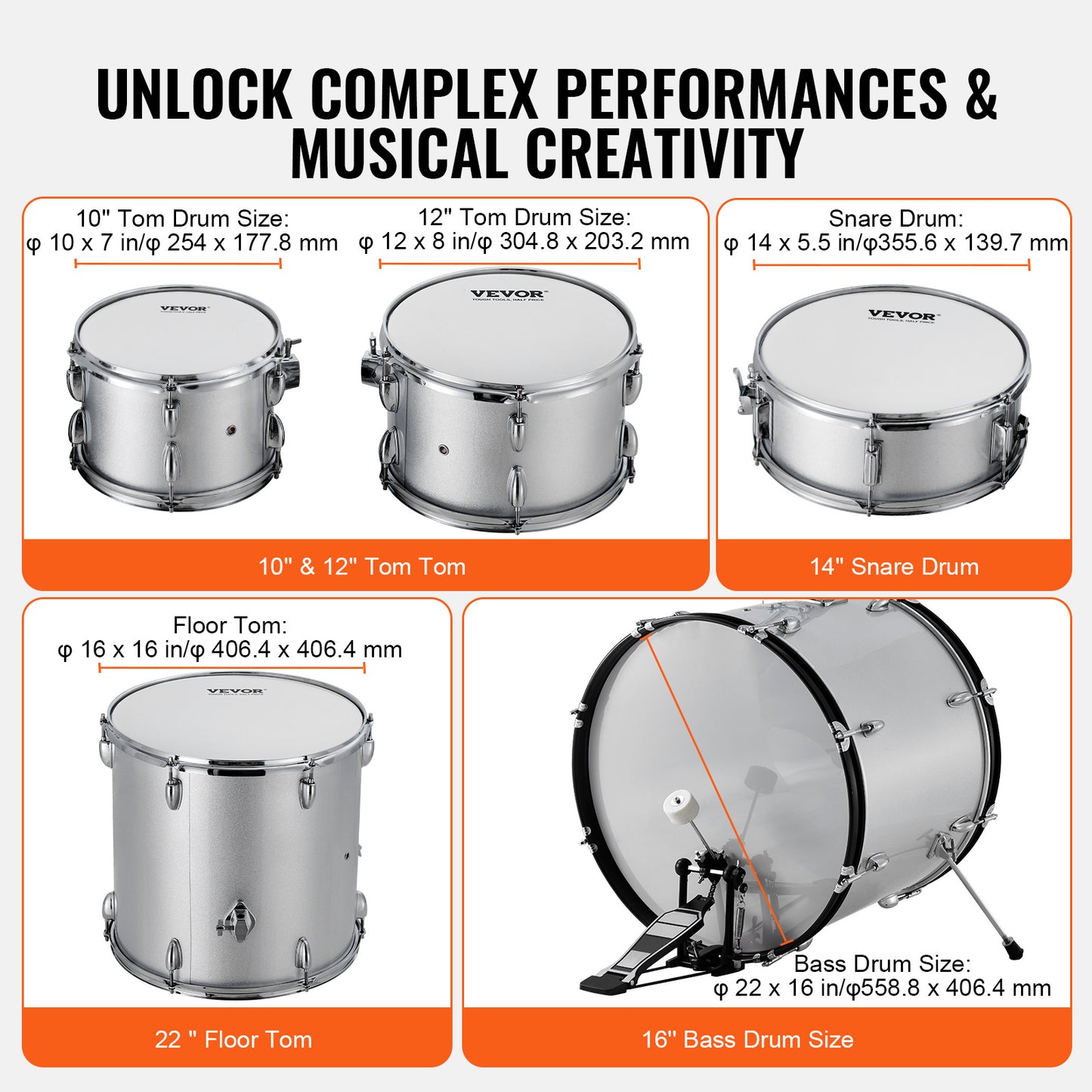 Drumstel – Drumset – Elektrisch Drumstel – E-Drum – Percussie Set – 5-delig Compleet – 22 Inch Bass Drum – Verstelbare Kruk