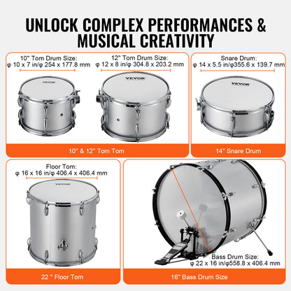 Drumstel – Drumset – Elektrisch Drumstel – E-Drum – Percussie Set – 5-delig Compleet – 22 Inch Bass Drum – Verstelbare Kruk