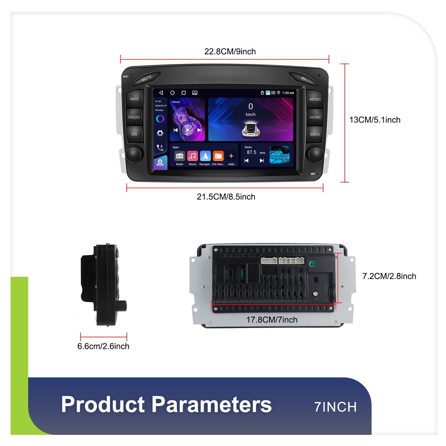 Autoradio Mercedes Benz – Multimedia Autoradio – Navigatiesysteem – Draadloze CarPlay – Achteruitrijcamera – Android 15 Systeem – 7 Inch HD Touchscreen – 4GB RAM 64GB Opslag