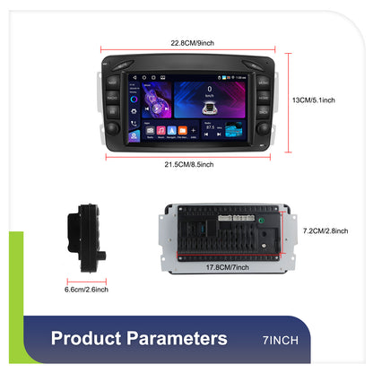 Autoradio Mercedes Benz – Multimedia Autoradio – Navigatiesysteem – Draadloze CarPlay – Achteruitrijcamera – Android 15 Systeem – 7 Inch HD Touchscreen – 4GB RAM 64GB Opslag