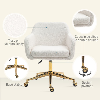Bureaustoel – Werkstoel – Computestoel – Bureaustoel Met Wielen – Draaistoel – Verstelbare Hoogte – 360° Swivel – Max. 120 Kg – Crème Kleur