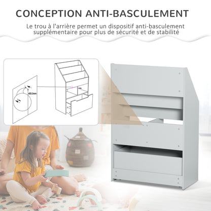 Boekenkast – Kasten – Opbergmeubel – Boekplank – Ladenkast – Grijs – MDF Materiaal – Anti-Kantel Veiligheid