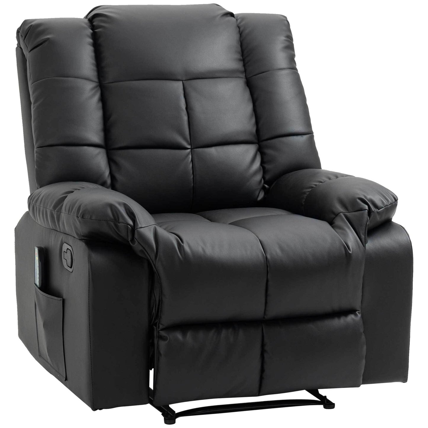 Massagestoel – Relaxstoel – Zitstoel – Wellnessstoel – Ontspanningsstoel – Zwart – 8 Trillingspunten – Verstelbare Rugleuning – Kunstleer – Compact 94x99x99 cm