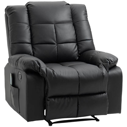 Massagestoel – Relaxstoel – Zitstoel – Wellnessstoel – Ontspanningsstoel – Zwart – 8 Trillingspunten – Verstelbare Rugleuning – Kunstleer – Compact 94x99x99 cm