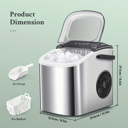 IJsmachine – IJsklontjesmaker – IJsblokjesmachine – IJsblokmachine – IJsbereider – 12 kg ijs per dag – RVS behuizing met Slim LCD-display