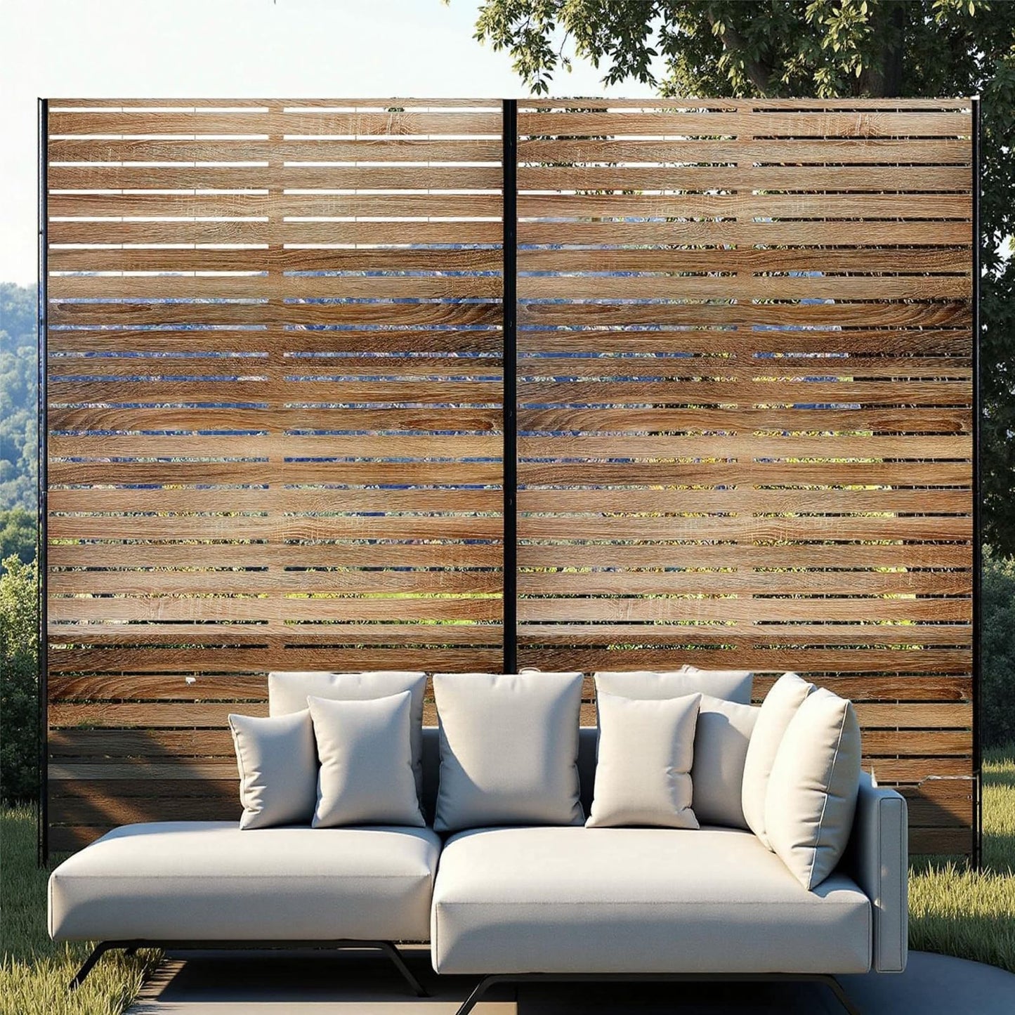 1pc Durable Outdoor Privacy Screen Panel | Galvanized Steel Sheet for Enhanced Privacy and Weather Resistance, Hard Type by HUFY