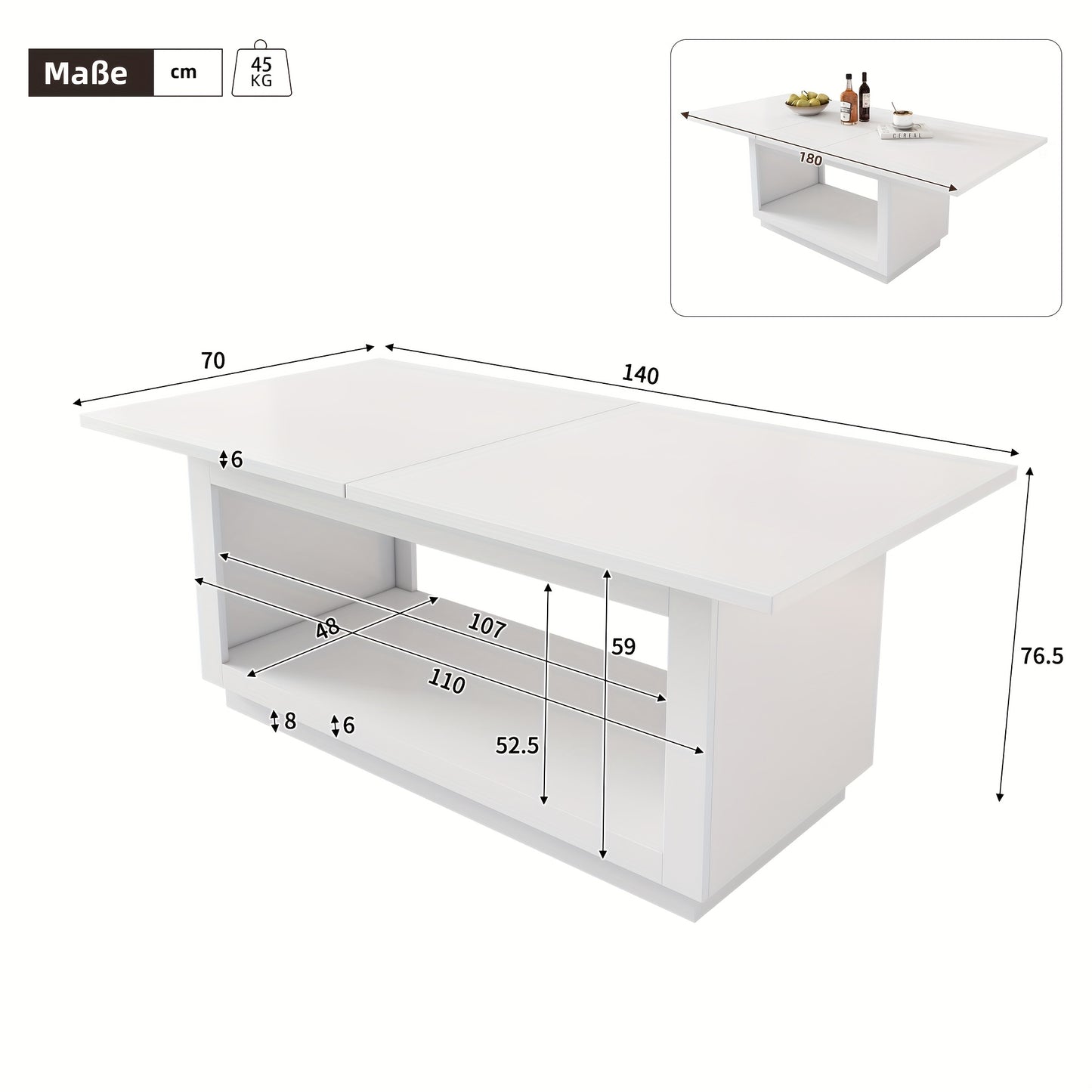 Modern Minimalist Square Metal Dining Table - 177.8cm White Extendable Coffee Table with 4 Chairs, Sturdy & Easy Assembly, Perfect for Small Dining Areas, Dining Table Decor