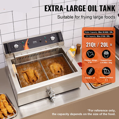 Elektrische Friteuse – Frituurpan – Snackmaker – Frituurketel – Friteuse 29 Liter – Grote Capaciteit – Snelle Opwarming – Roestvrij Staal