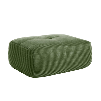 Hamlet Footstool - Green Rope Fabric Ottoman with Sturdy Metal Frame, Soft Cushioned Top & Durable Rope Upholstery - Versatile Footrest, Extra Seating or Accent Chair for Living Room, Bedroom, Entryway - Modern Minimalist Des