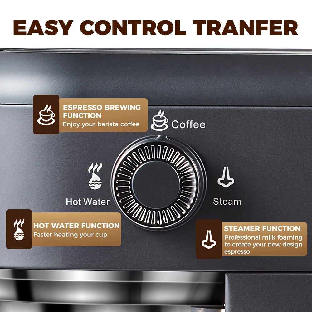 Espressomachine – Koffiezetapparaat – Cappuccinomaker – Koffiepadmachine – Melkopschuimer – 7-Traps Waterniveau – PID Temperatuurregeling