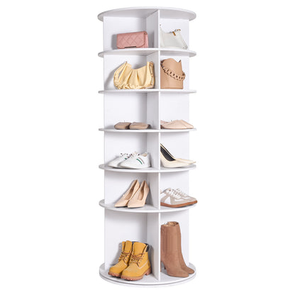 Schoenenrek – Schoenenkast – Schoenenhouder – Schoenenopberger – Schoenenstander – Draaibaar 360° – 6 Lagen – Wit Kunststof – Ruimtebesparend
