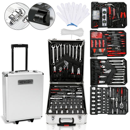 Gereedschapskist – Gereedschapsset – Trolley – Organizer – Koffer – 1031 Onderdelen – Aluminium – 4 Uitneembare Niveaus