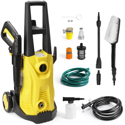Hogedrukspuit – Hogedrukreiniger – Waterpistool – Draagbare Spuit – Auto Wasmachine – 120 Bar – 1500W – 4 Spuitmonden – 10m Hogedrukslang – Waterinlaatfilter – Duurzaam Kunststof