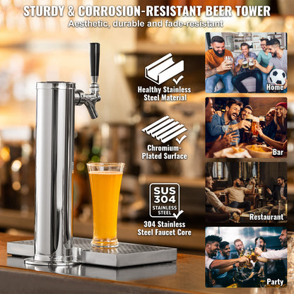 Bierkraan Toren – Bierkoeler – Biertap – Tapinstallatie – Kegerator – RVS 304 Staal – Duale Drukmeter W21.8