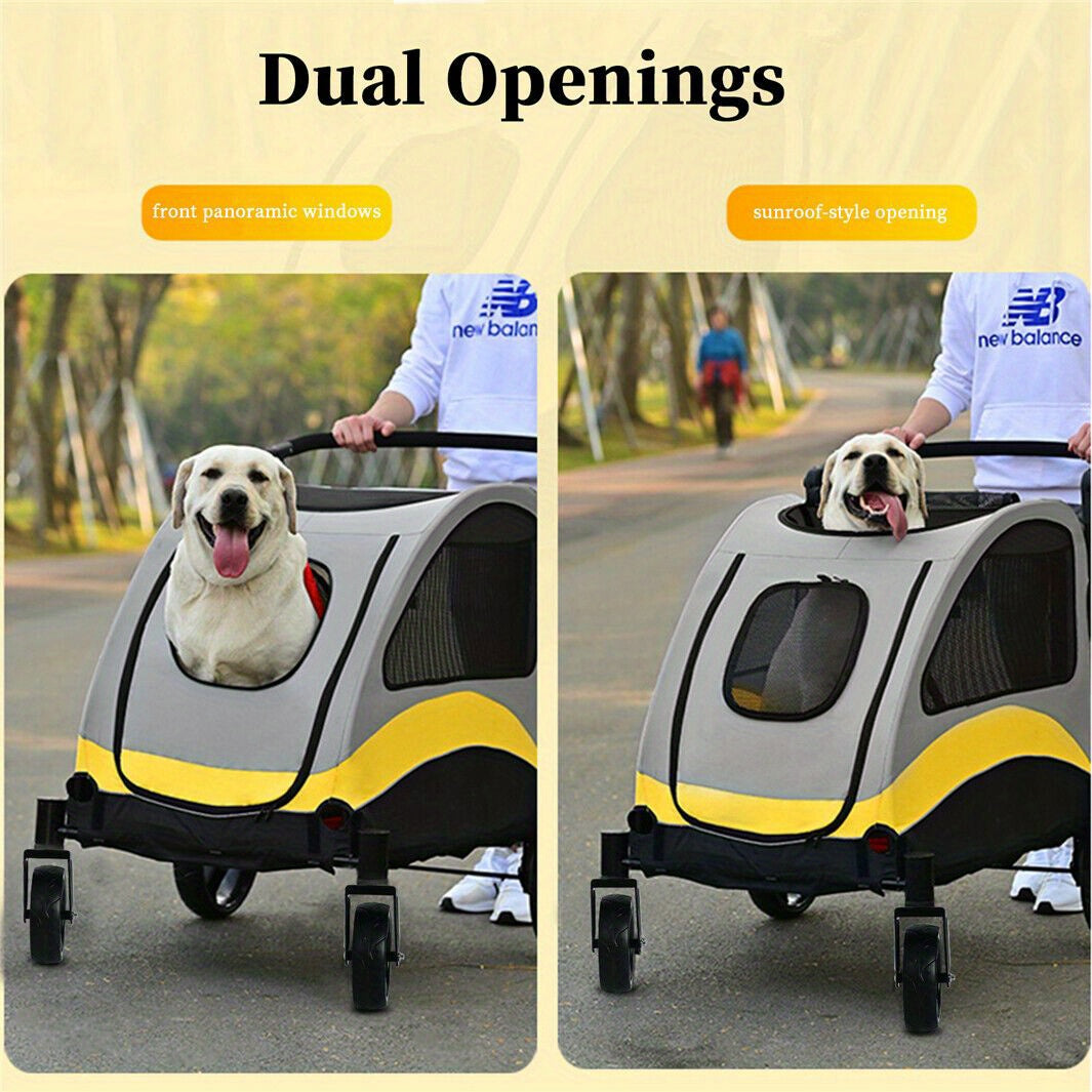 Hondenbuggy – Dierenwagen – Huisdierwagen – Poussette – Wandelwagen – Compact Model 111x100x76 cm – Vier Wielen Met Remmen – Vouwbaar En Sterk Frame